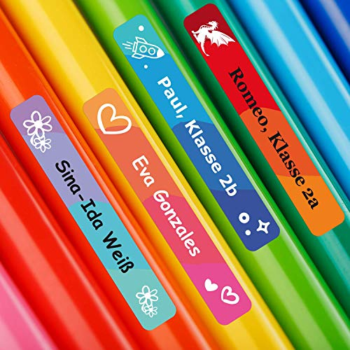 foliado® kids Namensaufkleber Kinder Etiketten Stifte 45x7mm Sticker Namensetikett Schule Kita Kindergarten selbstklebend personalisierte Klebeetiketten für Schulsachen wasserfest (30)