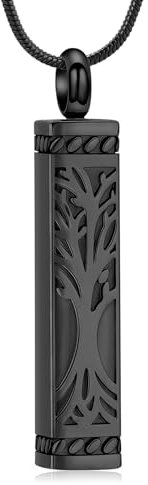 Tree of Life Urn Necklaces for Ashes for Women Men Cube Bar Cremation Jewelry for Ashes Memorial Human Ashes Pendant