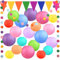Encham Bunte Papierlaternen Bunte Party deko 20 Stück Bunte Papierlaternen mit Wimpelkette Papier Girlande Lampions Lampenschirm für Feiertagen Hochzeit Party Geburtstage Gartenparty Babyparty Deko