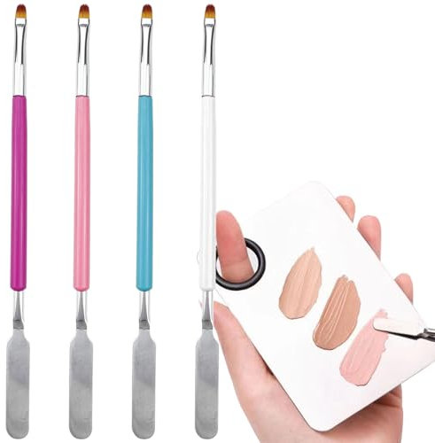 4 PCS Nail Brushes for Gel Nails, 2 in 1 Poly Gel Nail Brushes 2 in 1 French Tip Brush Acrylic Nail Brush Gel Nail Tool for DIY Gel Nails Extension Tools