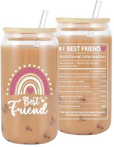 VivaJoy Best Friend Birthday Gifts – Birthday Gifts for Women,Bestie Gift for Girls,Funny Coke Cup, Glass Mug, Unique Friendship Gift for Women, Best Friend, BFF, Her, Sister,Bestie