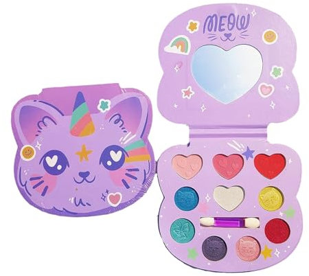MockTota Coffret Maquillage Enfant, Maquillage Enfant Non Toxique et Lave-Able pour Enfants, Maquillage Enfant pour Halloween, Ensemble de Maquillage Princesse DIY pour Filles (10 Couleur)