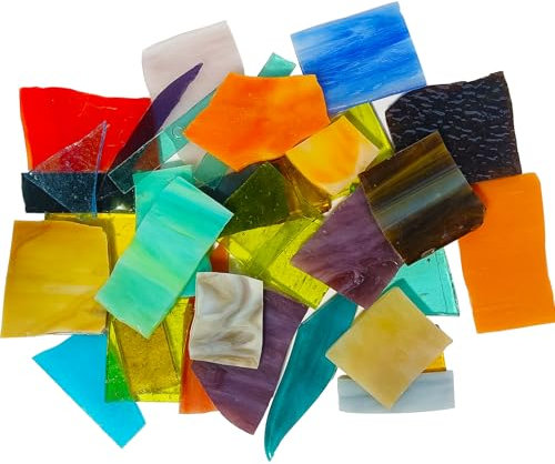Buntglas Blätter,Glasmosaik Bastelset mit Verschiedenen Farben und Formen, Buntglas für handgemachte DIY Kunst Handwerk und Wohndekoration (200g/7oz Pack)