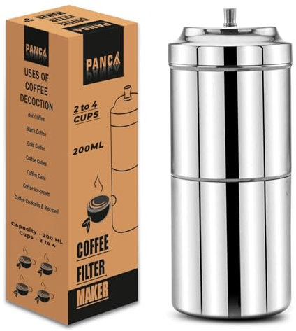 PANCA Filter Coffee Maker, Stainless Steel South Indian Drip Coffee Decoction Maker For Hot And Cold Coffee (200 ML, 2-3 Cups)