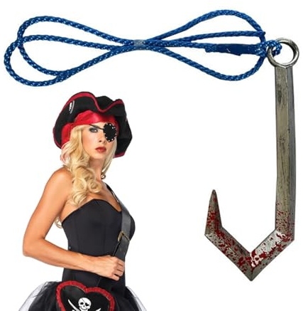 Generisch Piratenhaken mit Seil, Piratenhakenspielzeug | Dekorativer realistischer Haken Kostüm Piratenhaken,Piraten-Kostümzubehör, lebendiges Anziehspielzeug für, Mädchen, Kinder