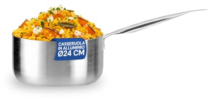 Avilia Hohe Kasserolle aus recyceltem Aluminium mit Edelstahlgriff 24 cm – geeignet für alle Herdarten und Öfen bis 300 °C – doppelter Boden für gleichmäßige Hitze – robust