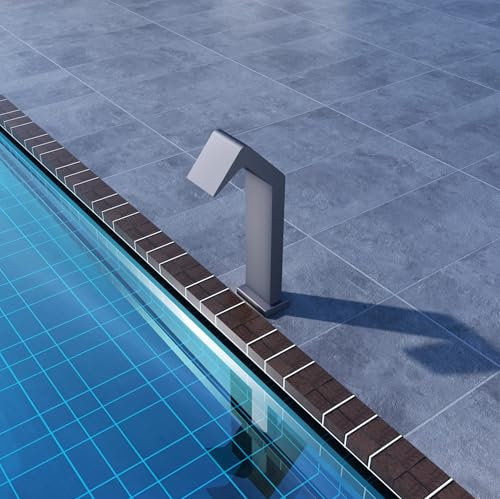 IMEX - Cascata Piscina in Acciaio S.316 | Fontana per Piscina a Cascata da 150 x 55 mm | Pool Fountain con Getto per Terrazza esterna | Acqua Fredda | Serie Niagara | Colore Grigio Cobalto