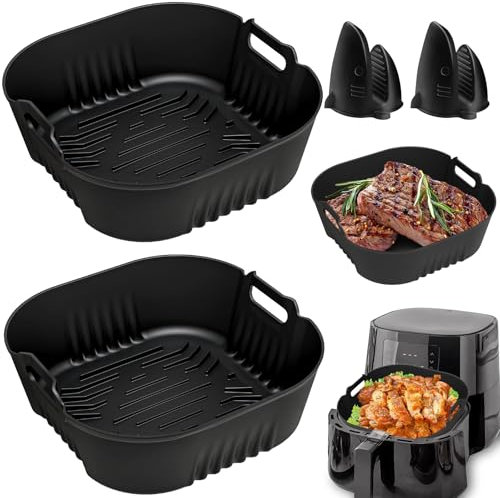 Silikonform Heißluftfritteuse für Philips Essential XL 6,2L HD9270/90, 4 Stück Airfryer Silikonform für Philips 5000 Serie 7,2L HD9285/90 mit Silikon Ofenhandschuhe Wiederverwendba
