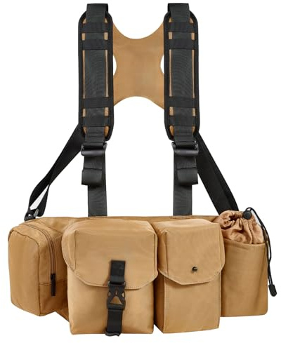Kalofaye Marsupio con tracolla per fotocamera, impermeabile, multifunzionale, con cinghia regolabile, adatto per riporre fotocamere DSLR, obiettivo del corpo, smartphone, bottiglia d'acqua (Khaki)
