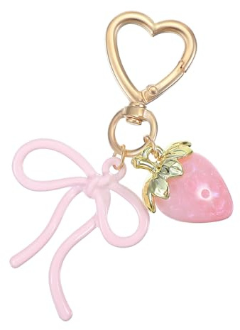 Ymapinc Erdbeere Schlüsselanhänger Damen | Kawaii Schleife Schlüsselanhänger Rosa Taschenanhänger Cute Keychain Urlaubs Geschenk für Frauen Bag Charms