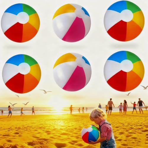 Saituo Home 6 Stück Wasserball, Sommer Ball Wasser Aufblasbarer Kinder | Aufblasbar Balls am Strand, im Schwimmbad, Garten und Pool, vielseitiges Sommerbeschäftigungsspielzeug für die Ganze Familie