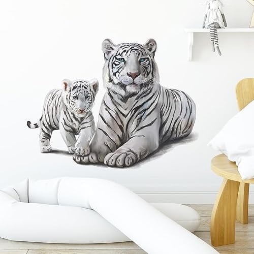 Wandtattoo 37 x 28 cm weißer Tiger Deko Raumaufkleber