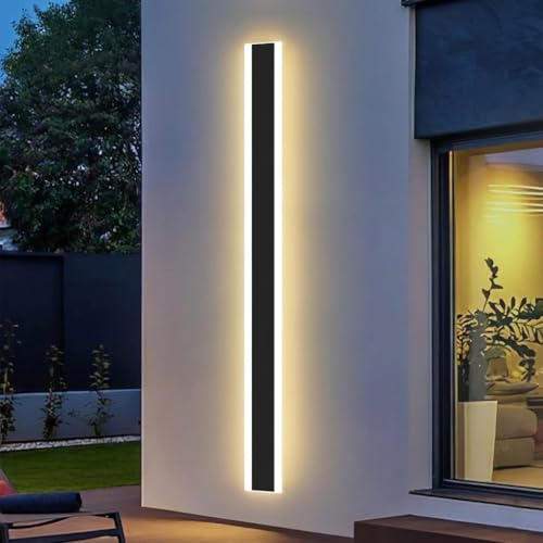 ENERJ 120cm Modern Outdoor LED Wall Light - 60W CCT Tunable & Dimmable Linear Sconce, IP65 Waterproof, Remote Control, Matte Black Architectural Lamp for Garden, Patio & Walkway [1.2m Length]