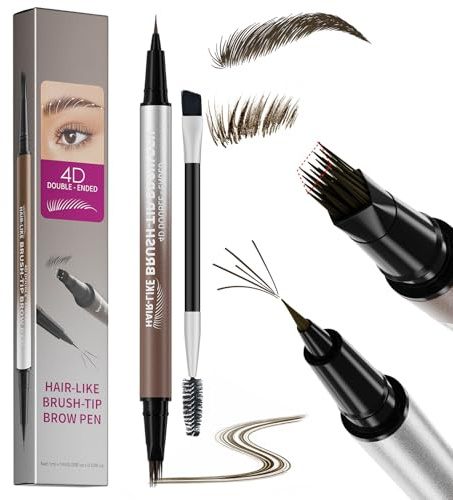 Erinde 2-in-1 Dual-Ended Microblading Augenbrauenstift, 4D Eyebrow Pencil mit 2 Spitzen, Wasserfest & Wischfest, Langanhaltende Farbe, Leichtes Auffüllen, Natürlich haarähnliche Brauen #04
