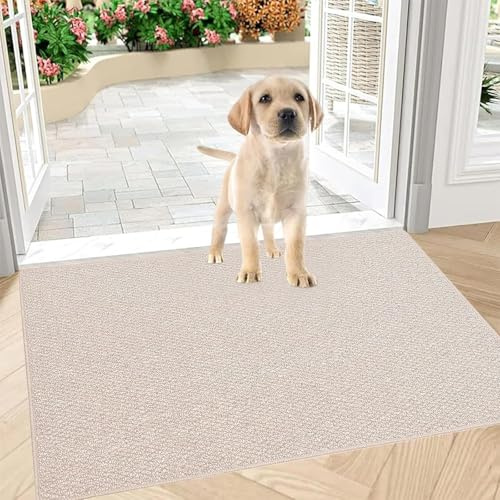 SZSMART Dirt Trapper Door Mats Indoor Non Slip Door Mat Washable Door Matts Inside Machine Entrance Mat Dog Doormat Entry Rug for Front Door, Back Door, Muddy Shoes Paws Charcoal(beige,50x80cm)