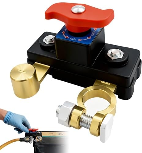 Coupe Circuit Batterie Voiture 12V-24V, Coupe Batterie Voiture | Interrupteur de Batterie en Cuivre Pur Réglable, Moto, Camion, Camping Car, Bateau, Tracteur, Autobus, Voitures Agricoles
