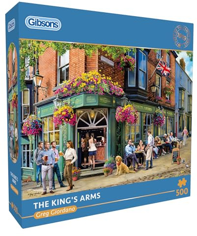 Gibsons The King’s Arms 500 Piece Jigsaw Puzzle for Adults – British Pub Jigsaw by Greg Giordano Sustainable Puzzle Made in the UK/EU for Puzzle Fans