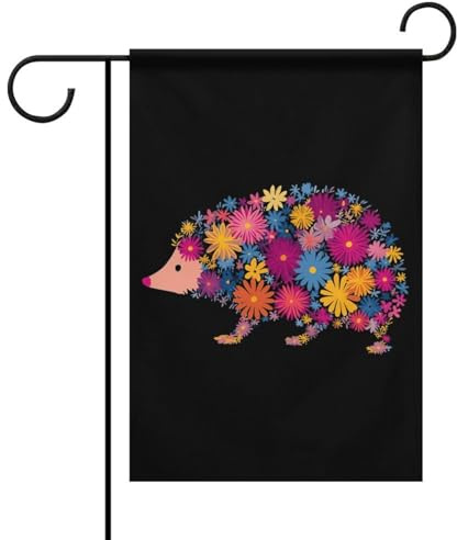 Drapeau tendance hérisson fleuri, résistant, pour festivals, jardins, pelouses, intérieur et extérieur