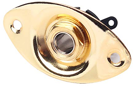 SUPVOX Oval Gitarre Jack Platte Jackplate Eingerückt 1/4 Zoll Oval Gitarre Pickup Ausgang Eingang Klinkenbuchse 6,35 mm Mit 2 Befestigungsschrauben für E-gitarre Bass (Golden)