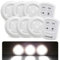 Fosmon - Luces LED a Pilas con Control Remota, 5 Perlas, Luz LED Blanca Cálida Adhesiva a Remoto, para Vitrina, Armario, Pasillo, Armario, Cocina – 6 Luces & 2 controles remotos