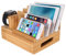 Bamboo Wood Multi-Device-Desktop-Ladestation Dockingstation Ladegerät Halter Cradle Stand Kompatibel mit iPhone 11 Pro Max XS XR 8 7 Plus Apple Watch 2 3 4 5 iWatch iPad Mini Air Smartphones Tablets