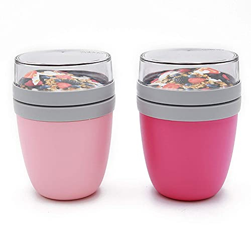 Mepal - Lunchpot Ellipse Mixed - Vivid Green + Nordic Black – 500 ml praktischer Reisebecher, Joghurtbecher, To go Becher – Geeignet für Tiefkühler, Mikrowelle und Spülmaschine, 700 ml