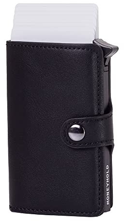 Moneyhold® Porte Carte Bancaire - Portefeuille Homme et Porte-Cartes - Portefeuille Homme Cuir Anti Piratage (A - sans Porte-Monnaie, 1 - Carbon - Noir/Noir) (Noir)