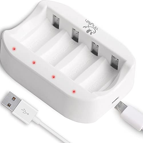 Tinyfish RCR123A Battery Charger-4 slots Fast Charger-for arlo Battery|Not For Non-Rechargeable CR123A Battery|For Rechargeable 3.7V Battery Only|Arlo Security Camera (VMC3030/3200/3330/3430/3530)