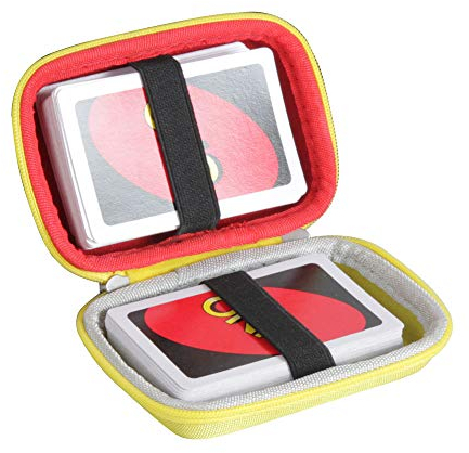 Hermitshell Hartschalentasche für klassisches UNO-Kartenspiel von Mattel, ohne Karten (Rot und Gelb)