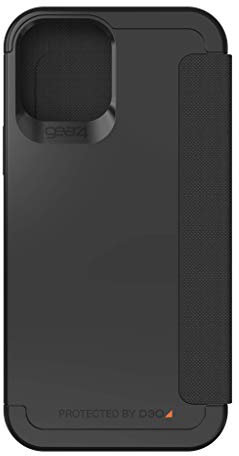 ZAGG Gear 4 Wembley Flip Folio D30 Protective Case for iPhone 12 / Pro, Slim, Shockproof, Wireless Charging, (Black)