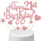 21st Birthday Cake Topper Set, Happy 21st Birthday Cake Topper with Heart Star Cupcake Topper Picks Glitter CupCake Decoration for Party Supplies, Rose Gold