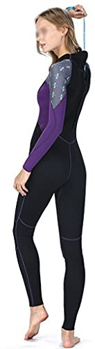 YHRJ Neoprenanzug Hochelastischer einteiliger Taucheranzug Damen, 2mm langärmliger Surf-Neoprenanzug Schnorchelanzug mit Warmer Sonnencreme (Color : Black-XL)