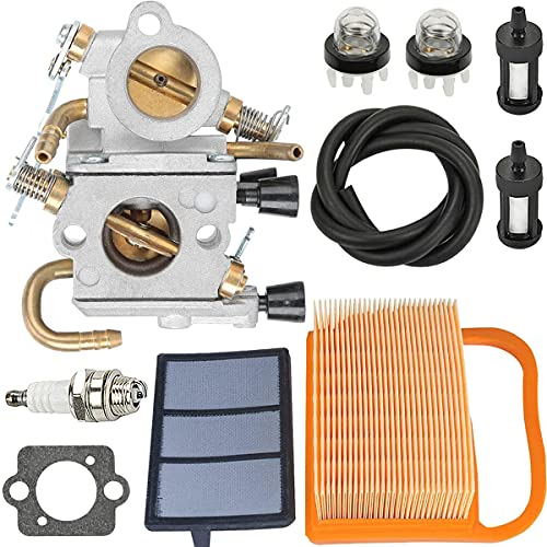 ZAMDOE Carburatore per sega da taglio per Sthil TS420 TS410 TS410Z TS420Z cemento, sostituisce # C1Q-S118 4238-120-0600, con filtro aria 4238 140 1800 + tubo carburante + candela