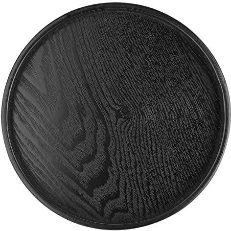 Tablett Schwarz Rund Serviertablett 30cm Deko Tablett Holztablett Runde Schoßtabletts zum Essen, Tee und Kaffeetablett für Home Cafe Restaurant Bar(30cm)