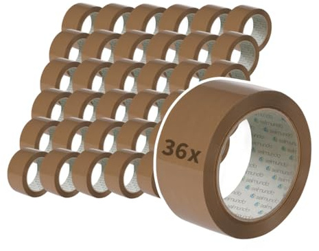 Packband | Paketband | Verpackungsklebeband | 50mm x 66m | braun, Menge:36