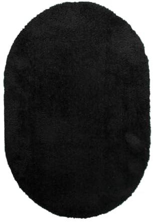 Shaggy Teppich Oval - Blaze Schwarz - 162x232cm - Polypropylen, Polyester - Hochflor - Shaggy, Einfarbig - Waschbar in Waschmaschine - Modern - Wohnzimmer, Esszimmer, Schlafzimmer