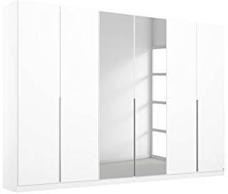 Rauch Möbel Alabama Schrank Kleiderschrank Weiss mit Spiegel, 6-türig, Inklusive Zubehörpaket Superior, 3 Kleiderstangen, 6 Einlegeböden, 3 Schubkästen, 1 Wäscheeinteilung, BxHxT 271x229x54 cm