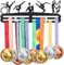 SUPERDANT Ginnastica Ritmica Porta Medaglie Sport Femminile 40x15cm 2 Righe 8 Ganci Espositore per Medaglie Montaggio a Parete Nastro Decor Ganci di Ferro Premi Sport Appeso a Parete Regalo