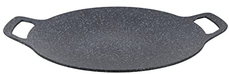 Shanrya Korean BBQ Grill, Korean Aluminium BBQ Grill Pan, Balanced Heating, Medical Stone Coating for Camping (34 cm)