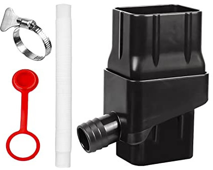 perfk Système de Collecte d'eau de Pluie Collecteur d'eau de Pluie déviant l'inverseur de Pluie avec Tuyau inverseur de Baril de Pluie pour pelouse, Noir