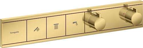 hansgrohe Unterputz Thermostat Dusche RainSelect, Duscharmatur für 3 Verbraucher, Polished Gold Optic