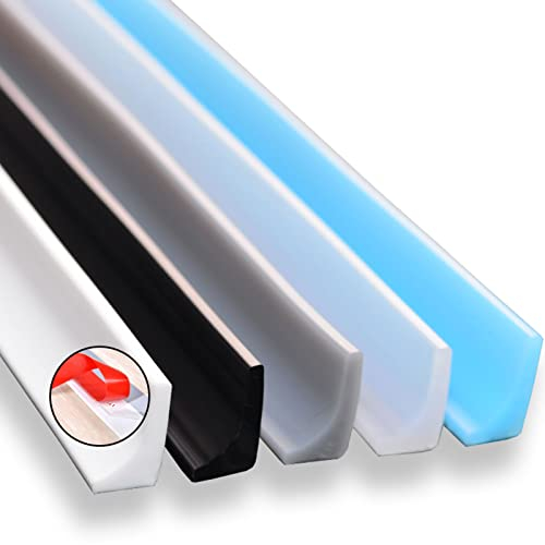250CM Silicone Wet Room Floor Barrier Shower Seal Strip Threshold Sealant Strip Worktop Edging Water Retaining Seal Strip Self-Adhesive Water Stopper for Kitchen Countertop