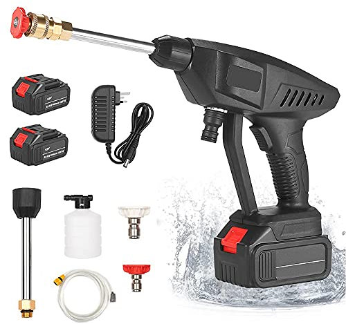 MOLVUS Power Washer Gun, High Power Pressure Washer, High Pressure Car Cleaning Gun Jet Cleaner Portable Cordless Pressure Washers with Water Pipe Extension Bar Cleaning Accessories