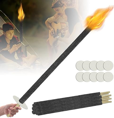 LARS360 Fackeln für Draußen Wachsfackeln Fackeln Brennzeit 100 min Fackel Gartenfackeln mit Extra Langem Griff Feuer Garten Laterne Nachtwanderung Lagerfeuer Feuerwerk Outdoor (100 Stück)