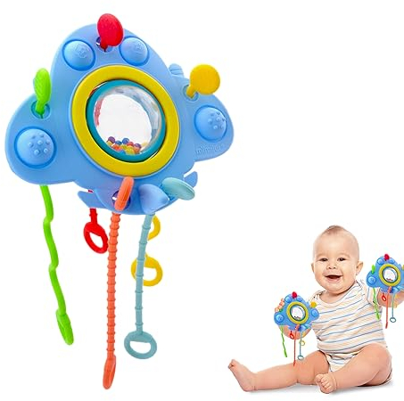 TNSLAND Montessori Spielzeug Baby Silikon-Zugschnur-Aktivitätsspielzeug Motorikspielzeug ab 6 Monate Sensorik Spielzeug Babyspielzeug Flugzeug Spielzeuge Toy Geschenk für Jungen Mädchen