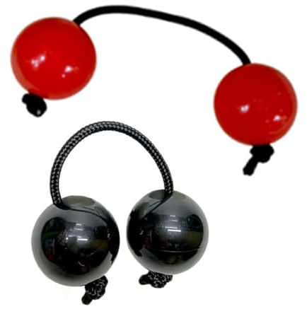 CAASFOOY 2 Pairs of Kashaka Instrument, Kashaka Shaker Instrument African Aslatuas Rhythmic Ball Classic Manual Percussion for Children Adults Beginners Parties Music Lessons (Red, Black)