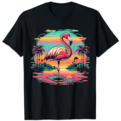 Aquarelle rétro flamant rose tropique T-Shirt