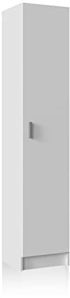 HOGAR24 ES Armario Auxiliar de 1 Puerta con Baldas, Color Blanco, Medidas: 180x37x37 cm
