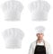 Yuqilin 3 Stück Kochmütze, Unisex Kochhut, Verstellbar Koch Mütze, Kochhut aus Baumwolle, Hohe 22 cm Kochmützen, Atmungsaktiv Koch Hut, zur Restaurant Kochen BBQ Backen（Weiß