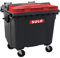 SULO Mini contenedor de basura de 1100 L, réplica | cubo de basura pequeño | escritorio soporte para bolígrafo | gris con tapa rojo | coleccionable | 18 x 18 x 15 cm